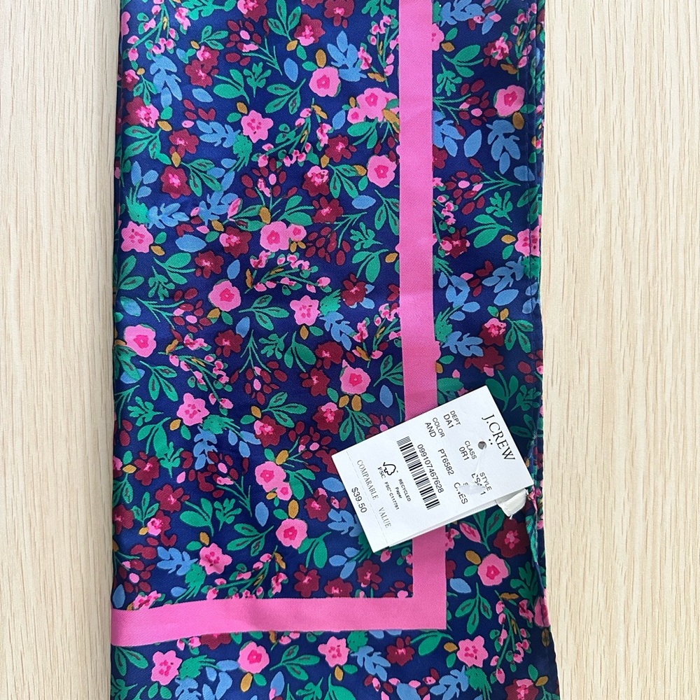 J. Crew Floral Scarf - Pink and Blue